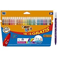 BIC Kids Rotuladores Lavables para Niños- Óptimo para material escolar y de oficina-Kid Couleur- Punta Media- Colores…